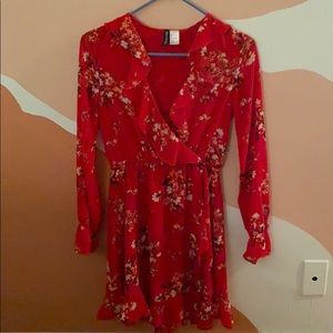 Red floral dress